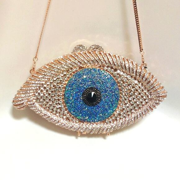Evil Eye Rhinestone Bling Purse | Sparkly Structured Handbag NIB - Picture 3 of 12